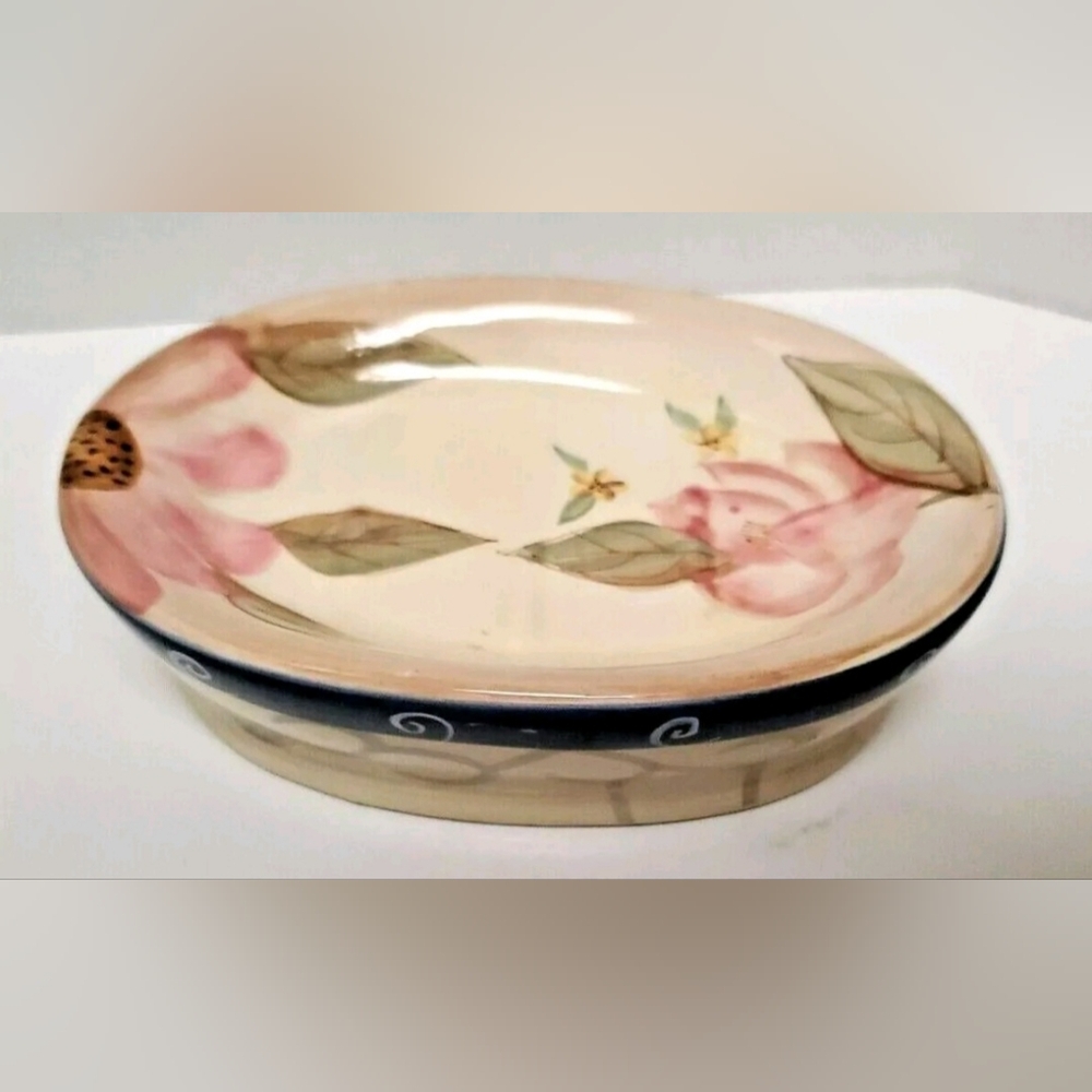 Home Interiors Magnolia Oval Ceramic Soap Dish 6" x 4.5" Pre-owned